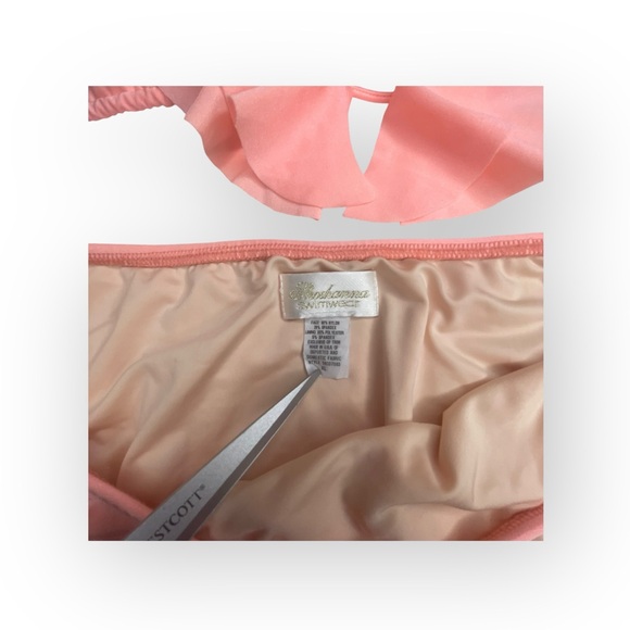 Shoshanna ☀︎︎ Flutter Halter Bikini Set with String Side Tie Detail ☀︎︎ Coral XL - Picture 11 of 16